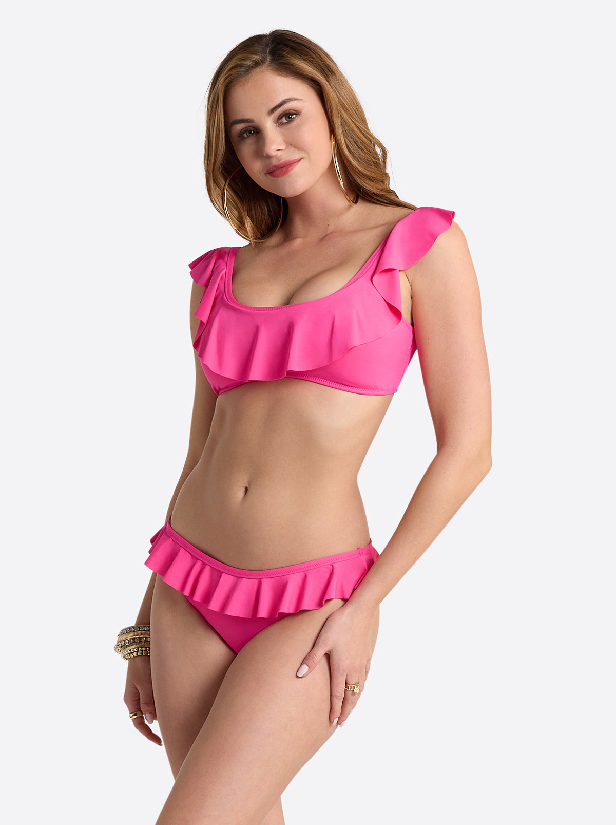 Solids Ruffle Bralette in Hot Pink | Jessica Simpson Women