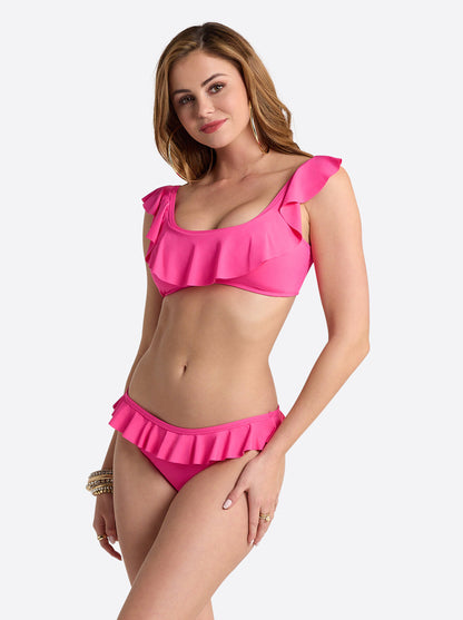 Solids Ruffle Bralette in Hot Pink | Jessica Simpson Women