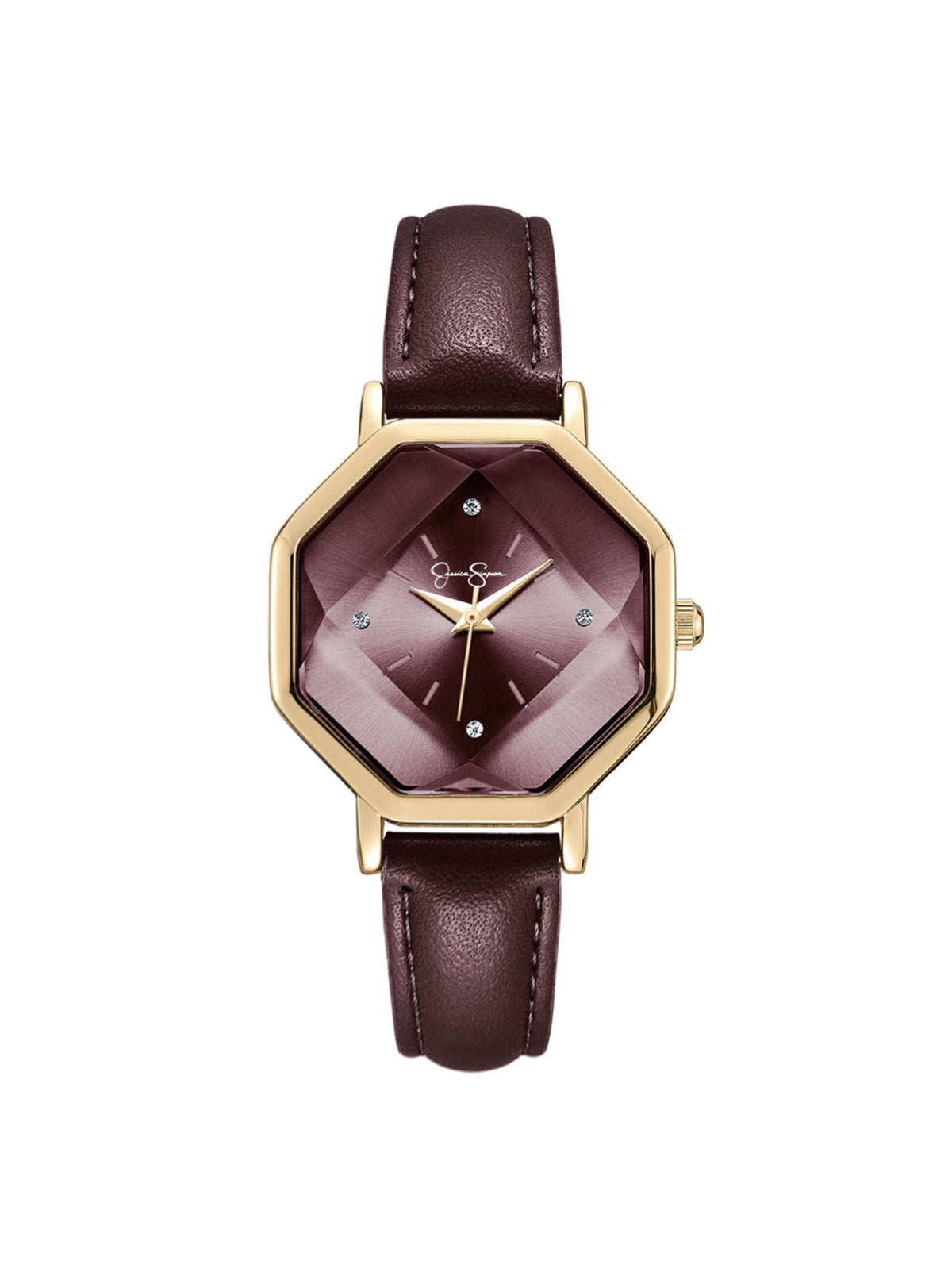 Octagonal Face Watch in Burgundy | Jessica Simpson Accessories