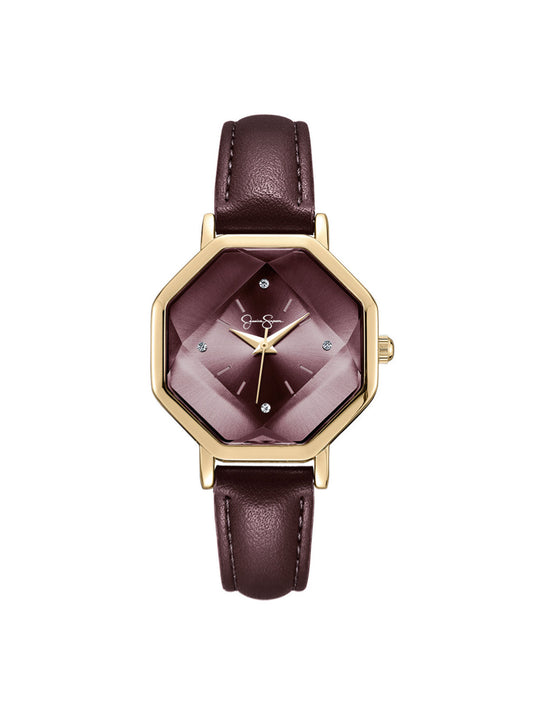 Octagonal Face Watch in Burgundy | Jessica Simpson Accessories