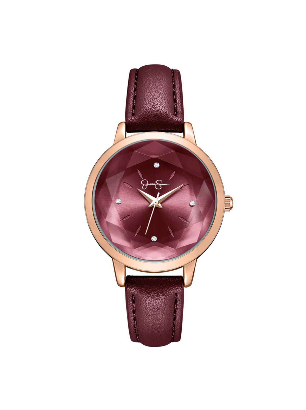 Faceted Glass Watch in Burgundy | Jessica Simpson Accessories