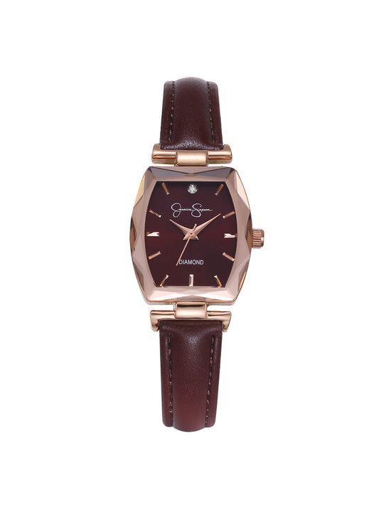 Diamond Dial Strap Watch in Burgundy | Jessica Simpson Accessories