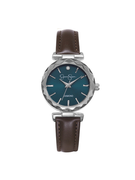 Circle Case Watch in Dark Brown | Jessica Simpson Accessories