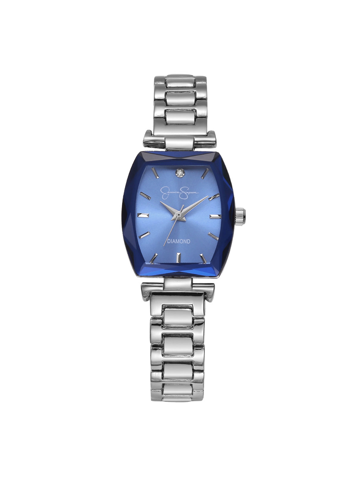 Faceted Bezel Bracelet Watch in Silver & Blue | Jessica Simpson Accessories